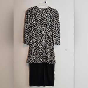 80's 90's Maggy Boutique Vintage Size 6 Black And White Peplum Dress.